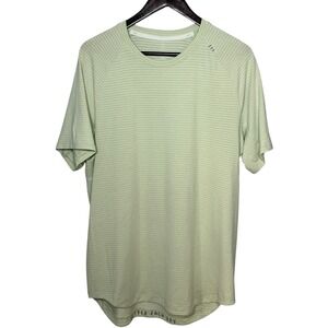 Lululemon Mens Drysense Short-Sleeve Shirt M Silver Blue Gym Workout Activewear